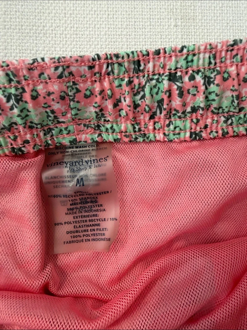 Vineyard Vines Pink and Mint Floral swim trunks